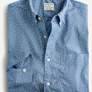 JCREW SLIM UNTUCKED STRETCH SECRET WASH COTTON POPLIN SHIRT blue daisy